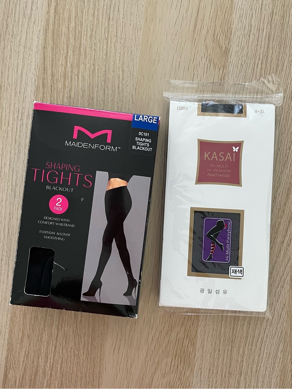 Maidenform Black Shaping Tights - 2 Pack + Kasai charcoal